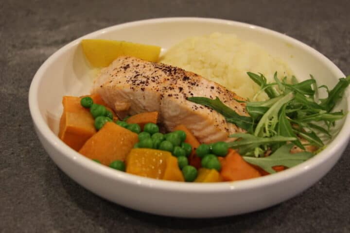 pita mix baked salmon mash vegetables parve